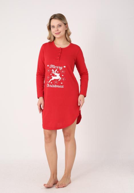 Camasa de noapte Craciun,Imprimeu Ren,En-gros